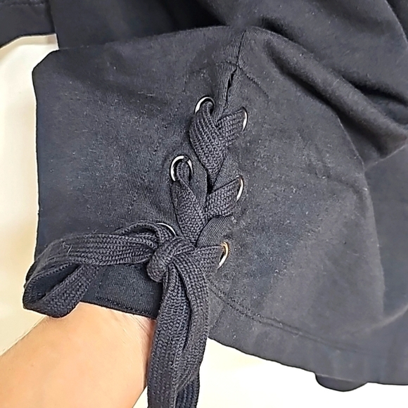 Jessica Simpson floral embroider sweatshirt tunic dress black coral lace up side - Picture 3 of 10